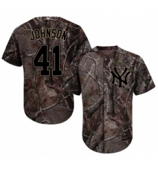 Men's Majestic New York Yankees #41 Randy Johnson Authentic Camo Realtree Collection Flex Base MLB Jersey