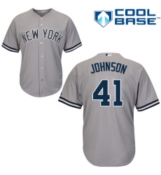 Youth Majestic New York Yankees #41 Randy Johnson Replica Grey Road MLB Jersey