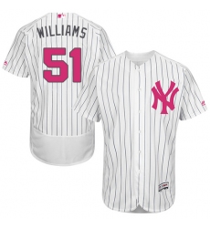 Men's Majestic New York Yankees #51 Bernie Williams Authentic White 2016 Mother's Day Fashion Flex Base MLB Jersey