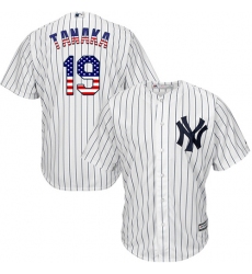 Men's Majestic New York Yankees #19 Masahiro Tanaka Authentic White USA Flag Fashion MLB Jersey