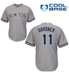 Men's Majestic New York Yankees #11 Brett Gardner Replica Grey Road MLB Jersey