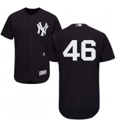 Men's Majestic New York Yankees #46 Andy Pettitte Navy Blue Alternate Flex Base Authentic Collection MLB Jersey