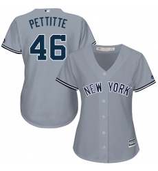 Women's Majestic New York Yankees #46 Andy Pettitte Authentic Grey Road MLB Jersey