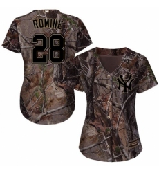 Women's Majestic New York Yankees #28 Austin Romine Authentic Camo Realtree Collection Flex Base MLB Jersey