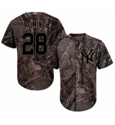 Youth Majestic New York Yankees #28 Austin Romine Authentic Camo Realtree Collection Flex Base MLB Jersey