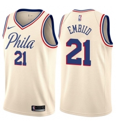 Youth Nike Philadelphia 76ers #21 Joel Embiid Swingman Cream NBA Jersey - City Edition