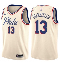 Men's Nike Philadelphia 76ers #13 Wilt Chamberlain Swingman Cream NBA Jersey - City Edition