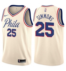 Men's Nike Philadelphia 76ers #25 Ben Simmons Authentic Cream NBA Jersey - City Edition