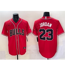 Men's Chicago Bulls #23 Michael Jordan Red Cool Base Stitched Baseball Jersey