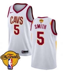 Youth Nike Cleveland Cavaliers #5 J.R. Smith Authentic White 2018 NBA Finals Bound NBA Jersey - Association Edition