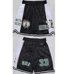 Men's Boston Celtics #33 Larry Bird Black White Shorts (Run Small)