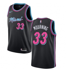 Men's Nike Miami Heat #33 Alonzo Mourning Swingman Black NBA Jersey - City Edition