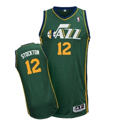 Men's Adidas Utah Jazz #12 John Stockton Authentic Green Alternate NBA Jersey
