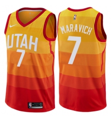 Men's Nike Utah Jazz #7 Pete Maravich Swingman Orange NBA Jersey - City Edition
