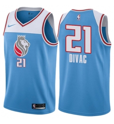 Men's Nike Sacramento Kings #21 Vlade Divac Swingman Blue NBA Jersey - City Edition