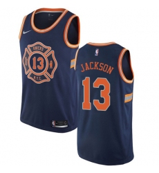 Men's Nike New York Knicks #13 Mark Jackson Authentic Navy Blue NBA Jersey - City Edition