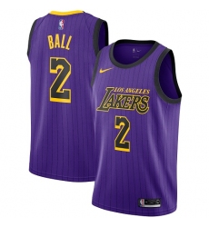 Men's Nike Los Angeles Lakers #2 Lonzo Ball Swingman Purple NBA Jersey - City Edition