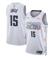 Men's Denver Nuggets #15 Nikola Jokic White 2024 25 City Edition Stitched Basketball Jersey