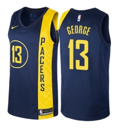 Men's Nike Indiana Pacers #13 Paul George Swingman Navy Blue NBA Jersey - City Edition