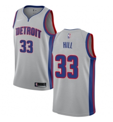 Youth Nike Detroit Pistons #33 Grant Hill Authentic Silver NBA Jersey Statement Edition