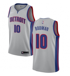 Men's Nike Detroit Pistons #10 Dennis Rodman Authentic Silver NBA Jersey Statement Edition