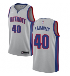Youth Nike Detroit Pistons #40 Bill Laimbeer Swingman Silver NBA Jersey Statement Edition