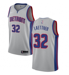 Men's Nike Detroit Pistons #32 Christian Laettner Authentic Silver NBA Jersey Statement Edition