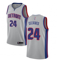 Youth Nike Detroit Pistons #24 Mateen Cleaves Authentic Silver NBA Jersey Statement Edition