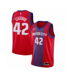 Youth Detroit Pistons #42 Jerry Stackhouse Swingman Red Basketball Jersey - 2019 20 City Edition