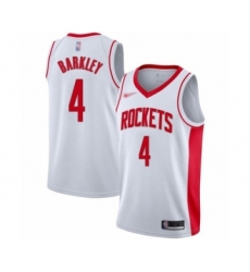 Men's Houston Rockets #4 Charles Barkley Authentic White Finished Basketball Jersey - Association Edition