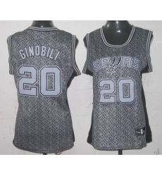 Women's Adidas San Antonio Spurs #20 Manu Ginobili Authentic Grey Static Fashion NBA Jersey