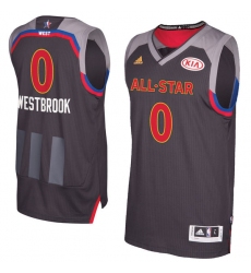 Men's Adidas Oklahoma City Thunder #0 Russell Westbrook Authentic Charcoal 2017 All Star NBA Jersey