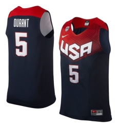 Men's Nike Team USA #5 Kevin Durant Swingman Navy Blue 2014 Dream Team Basketball Jersey