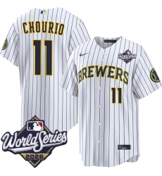 Men's Milwaukee Brewers #11 Jackson Chourio White 2026 World Series Stitched Baseball Jersey