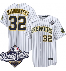 Men's Milwaukee Brewers #32 Jacob Misiorowski White 2026 World Series Stitched Baseball Jersey