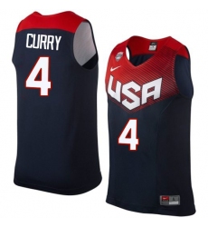 Men's Nike Team USA #4 Stephen Curry Authentic Navy Blue 2014 Dream Team Basketball Jersey