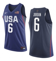 Men's Nike Team USA #6 DeAndre Jordan Authentic Navy Blue 2016 Olympics Basketball Jersey