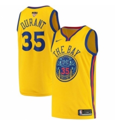 Men's Nike Golden State Warriors #35 Kevin Durant Swingman Gold 2018 NBA Finals Bound NBA Jersey - City Edition