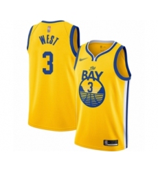 Men's Golden State Warriors #3 David West Authentic Gold Finished Basketball Jersey - Statement Edition