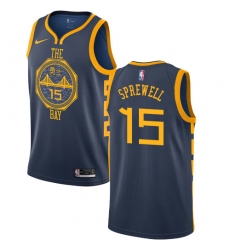 Youth Nike Golden State Warriors #15 Latrell Sprewell Swingman Navy Blue NBA Jersey - City Edition