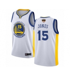 Men's Golden State Warriors #15 Damian Jones Swingman White 2019 Basketball Finals Bound Basketball Jersey - Association Edition