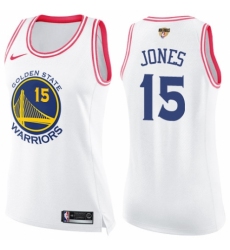 Women's Nike Golden State Warriors #15 Damian Jones Swingman White/Pink Fashion 2018 NBA Finals Bound NBA Jersey