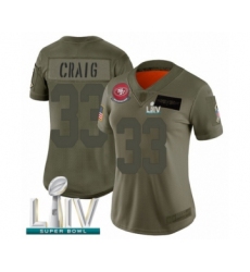 Women's San Francisco 49ers #33 Roger Craig Limited Olive 2019 Salute to Service Super Bowl LIV Bound Football Jersey