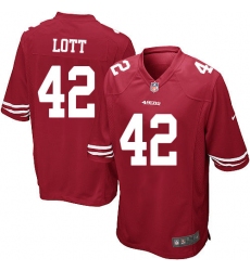 Men's Nike San Francisco 49ers #42 Ronnie Lott Game Red Team Color NFL Jersey
