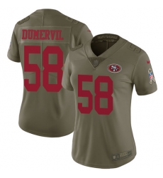 Women's Nike San Francisco 49ers #58 Elvis Dumervil Limited Olive 2017 Salute to Service NFL Jersey