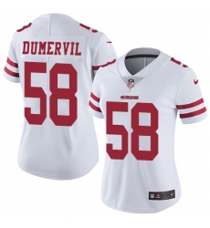 Women's Nike San Francisco 49ers #58 Elvis Dumervil White Vapor Untouchable Limited Player NFL Jersey