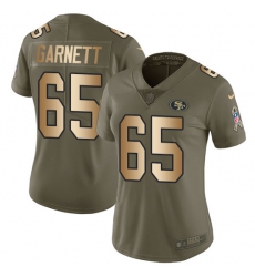 Women's Nike San Francisco 49ers #65 Joshua Garnett Limited Olive/Gold 2017 Salute to Service NFL Jersey