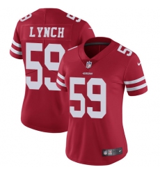 Women's Nike San Francisco 49ers #59 Aaron Lynch Red Team Color Vapor Untouchable Limited Player NFL Jersey