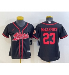 Women's San Francisco 49ers #23 Christian McCaffrey Black With Patch Cool Base Stitched Baseball Jersey