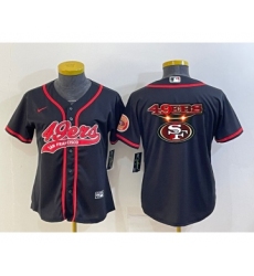 Women's San Francisco 49ers Black Team Big Logo With Patch Cool Base Stitched Baseball Jersey